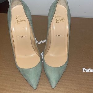 Christian Louboutin 100 mm light green suede pigalle